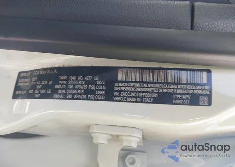 2015 Jeep Renegade Limited from USA, damaged, VIN ZACCJADT0FPB61081